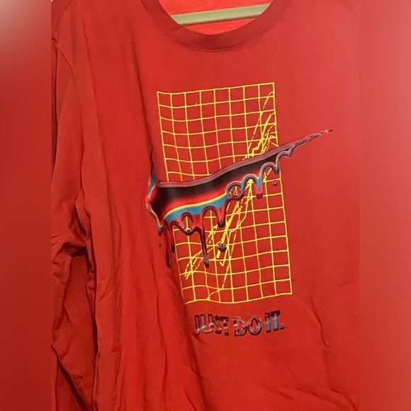 Nike T-shirt long sleeve "just do it" cotton men's/unisex flaw or grunge? Vtg - Picture 2 of 5